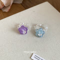 Clear Bead Stretch Flower Rings Purple Or Light Blue view 4