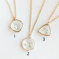 Gold Tone Clear Resin White Flower Geometric Pendant Necklace view 7