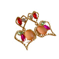Colorful Open Heart Faceted Stone Drop Stud Earrings view 5
