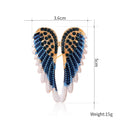 Blue Gold Tone Angel Wing Crystal Enamel Metal Brooch Pin view 2