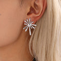 Gold and Steel Hammered Starburst Sun Stud Earrings Pair view 4