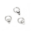 Silver Skull Huggie Hoop Earrings Punk Metal Charm view 5
