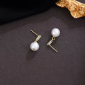 Clear Look Bar Pearl Look Bead Dangle Stud Earrings view 4