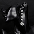 Silver Tone Crystal Circle Chain Crystal Metal Dangle Earrings view 3
