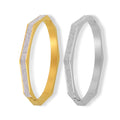 Octagonal Rhinestone Edge Bangle Bracelets Gold and Steel view 5
