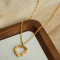 Gold Open Heart Pendant Necklace Thin Rope Chain Metal view 2