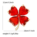 Crystal Glass Four Leaf Clover Brooch Heart Petals Lucky Pin view 8