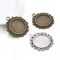 Leafy Oval Pendant Bezel Settings in Two Antique Finishes view 1