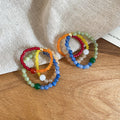 Beaded Flower Statement Stud Earrings - 2 Styles Polished Decorative Design view 7