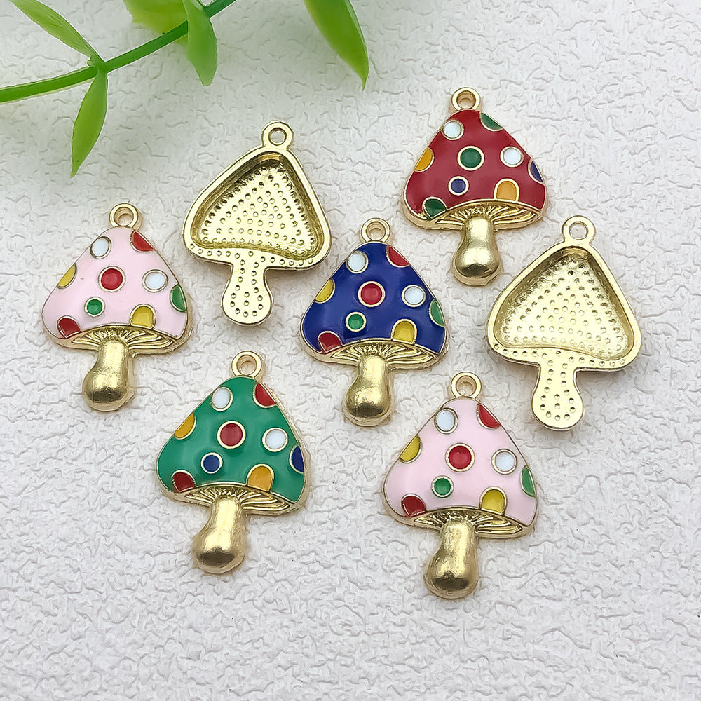 Zinc Alloy Enamel Red Mushroom Charm Pendant for DIY Bracelet Earrings Keychain
