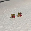 Multicolor Four Stone Flower Mini Stud Earrings Gold Tone view 1