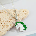 Silver Tone Enamel Unicorn Pendant Necklaces in Three Mane Colors view 6