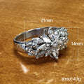 White Gold Marquise Flower Cluster Cubic Zirconia Finger Ring view 5