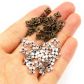 Four-Petal Metal Bead Caps in Antique Silver and Bronze, 8mm view 2