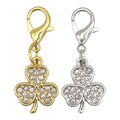 Rhinestone Three Leaf Clover Lobster Clasp Silver Gold view 5