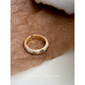 Gold Tone Open Adjustable Cream Enamel Flower Band Ring view 4