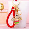 Striped Crystal Bee Keychains in Yellow and Multicolor with Braided Loops view 8
