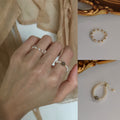 Gold Bead White Pearl Stretch Beaded Ring One Sold Style view 3