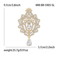Ornate Filigree Teardrop Brooch in Polished Metal for Jackets and Scarves view 9