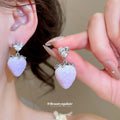 Purple Strawberry Pearl Earrings Necklace Silver Tone view 4