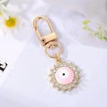 Gold Tone Crystal Heart and Sun Evil Eye Clip Keychains view 11