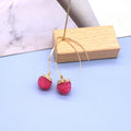 Gold Tone Long Wire Textured Resin Ball Drop Earrings view 4