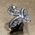 Pear-Shaped Halo And Marquise Two-Ring Set In Silver Tone view 3