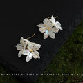 Gold Hook Iridescent White Acrylic Flower Drop Earrings view 1