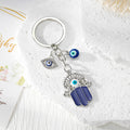 Blue Evil Eye Hamsa Hand Metal Keychains in Four Designs view 5