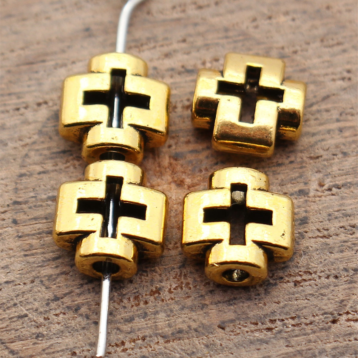 8x7.9x3.5mm 0.7g Multicolor Zinc Alloy Hollow Cross Spacer Beads for Bracelet Necklace Jewelry Making