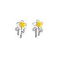 White Floral Dangle Stud Earrings in Two Daisy Styles view 5