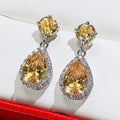 Teardrop Halo Dangle Earrings In Five Stone Colors view 8