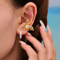 Gold Copper Wire Butterfly Ear Cuff Clip Teardrop Zircon Single view 3