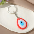 Silver Tone Teardrop Resin Evil Eye Split Ring Keychains view 8