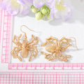 Black Gold and Silver Tone Large Spider Hook Earrings view 5