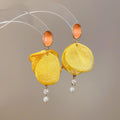 Yellow Floral Statement Stud Earrings in Thirty-Six Styles view 9
