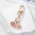 Pink Dried Flower Gold Frame Keychains 9 Shape Styles view 3