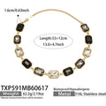 Emerald-Cut Glass Stone Necklace Bracelet Gold Steel Colors view 11