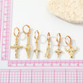 Gold and Silver Tone Symbol and Weapon Huggie Drop Earrings view 2