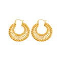 Openwork Woven Round Hoop Earrings in Gold and Silver Tones view 5