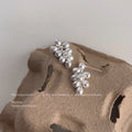Silver Tone Gray White Pearlescent Grape Cluster Stud Earrings view 3