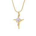 Starburst Zircon Pendant Snake Chain Necklace Stainless Steel view 5