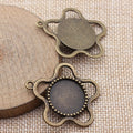 Antique Bronze Flower Round Cabochon Setting Jewelry Making Component view 2