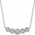 Five Circle White Stone Necklace with Silver Tone Chain view 1