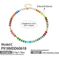 Colorful Natural Stone Rondelle Pearl Beaded Necklace 42.5+5cm view 7