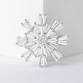 Baguette Crystal Snowflake Brooch in Two Metal Tones view 6