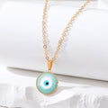 Gold Tone Small Round Resin Evil Eye Pendant Necklaces view 6