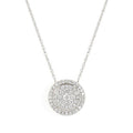 Round Pave Crystal Pendant Silver Tone Necklace Polished Jewelry Accessory view 2