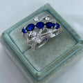 Silver Tone Blue Oval Crisscross Multi Band Ring Sizes 6-10 view 3