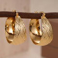 Wide Curved Hoop Earrings In Three Gold-Tone Surface Designs view 5